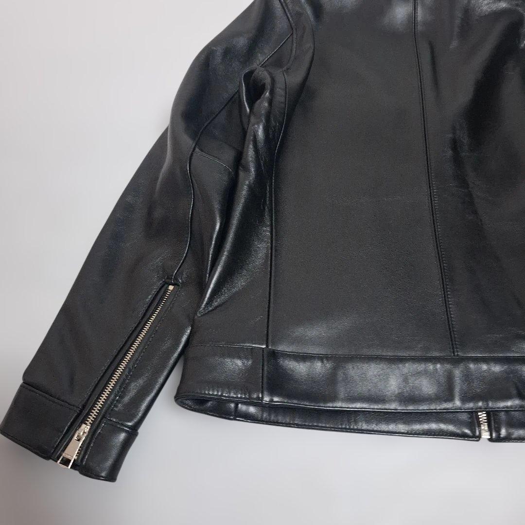 FORTIME羊革 シングルライダースジャケット ブラック Lサイズ