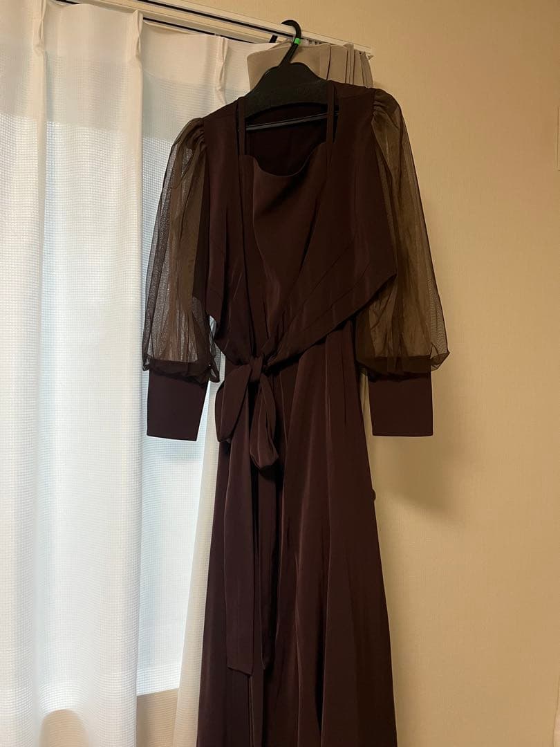 Dorry Doll クロスデザインドレス　ブラウン　Mサイズ　オケージョン