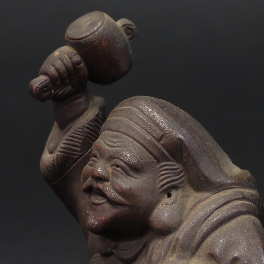 ⭕399 江戸時代末期 古備前 桃蹊堂印 珍しい俵立大黒 様