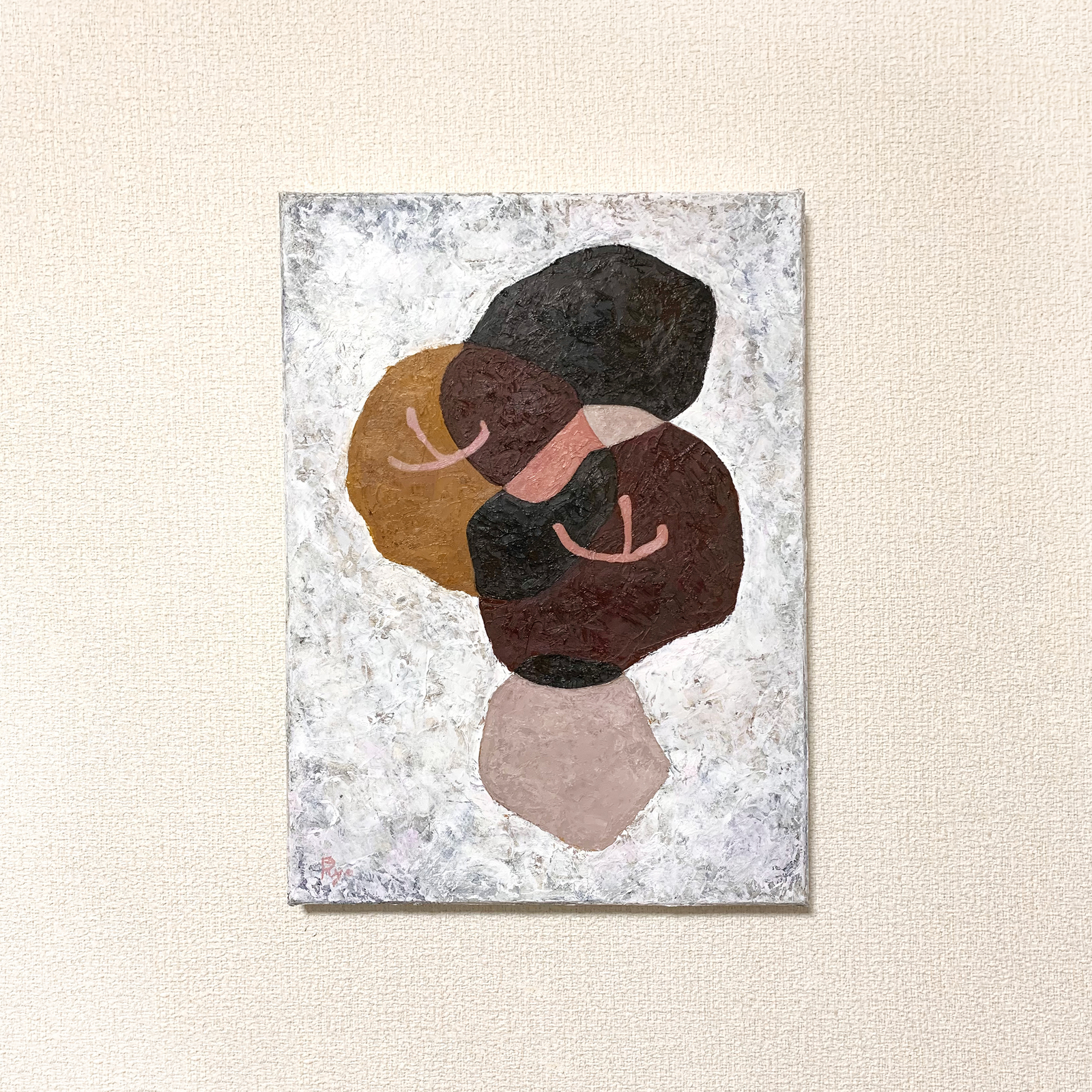 細胞」抽象画 油彩 F4号 細胞」抽象画 油彩 F4号 細胞」抽象画 油彩 F4