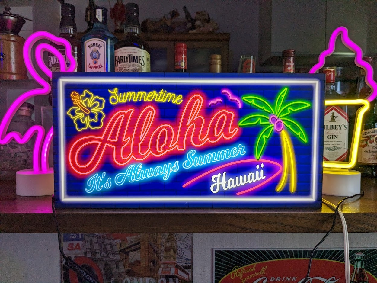 Lサイズ】ハワイ ビーチ アロハ 海 夏 南国 ヤシの木 ハイビスカス