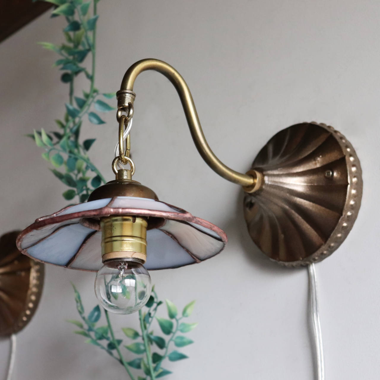 USAヴィンテージミルクガラスウェアリメイクウォールランプ｜壁掛け