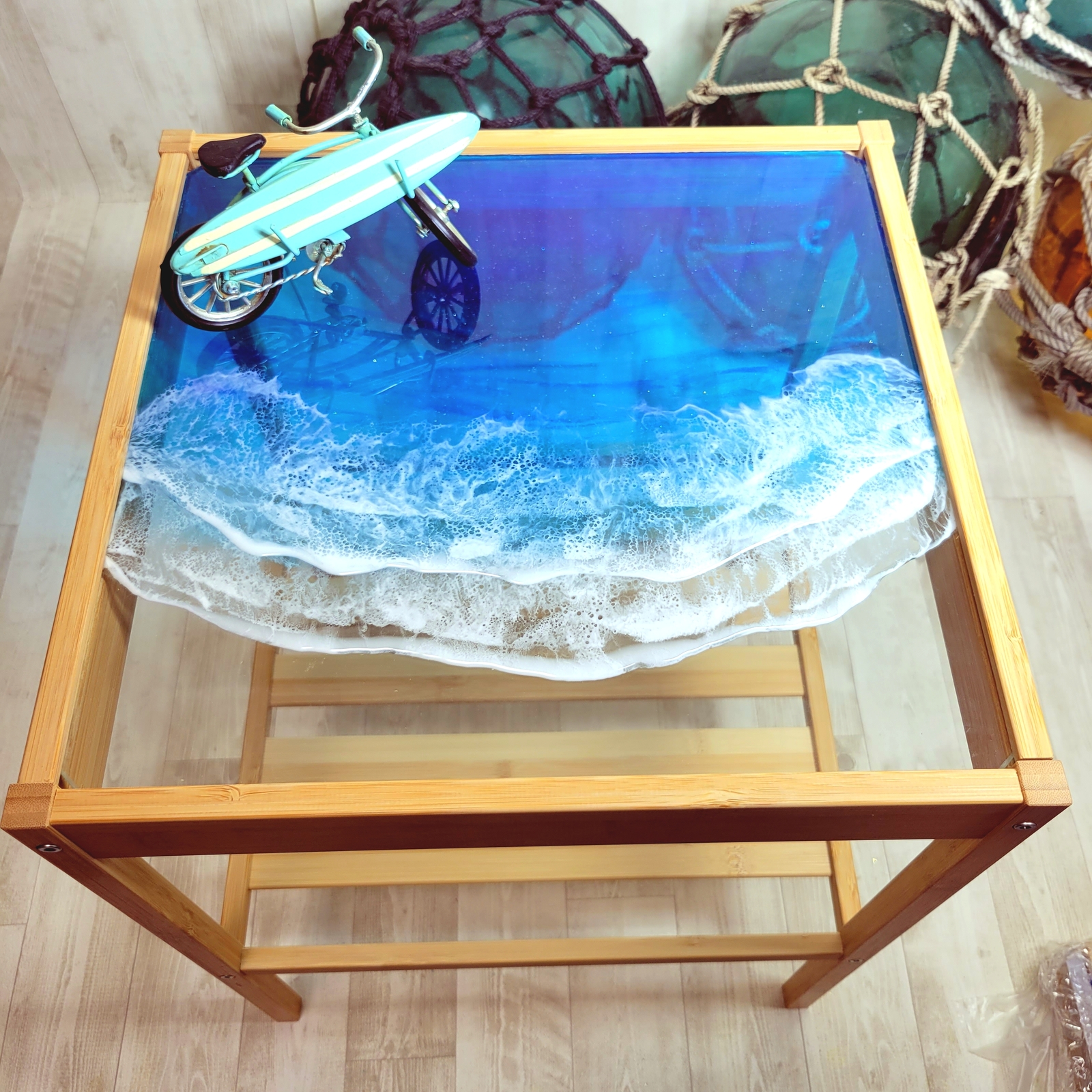 ライト付きテーブル テーブル サイドテーブル レジンテーブル レジン