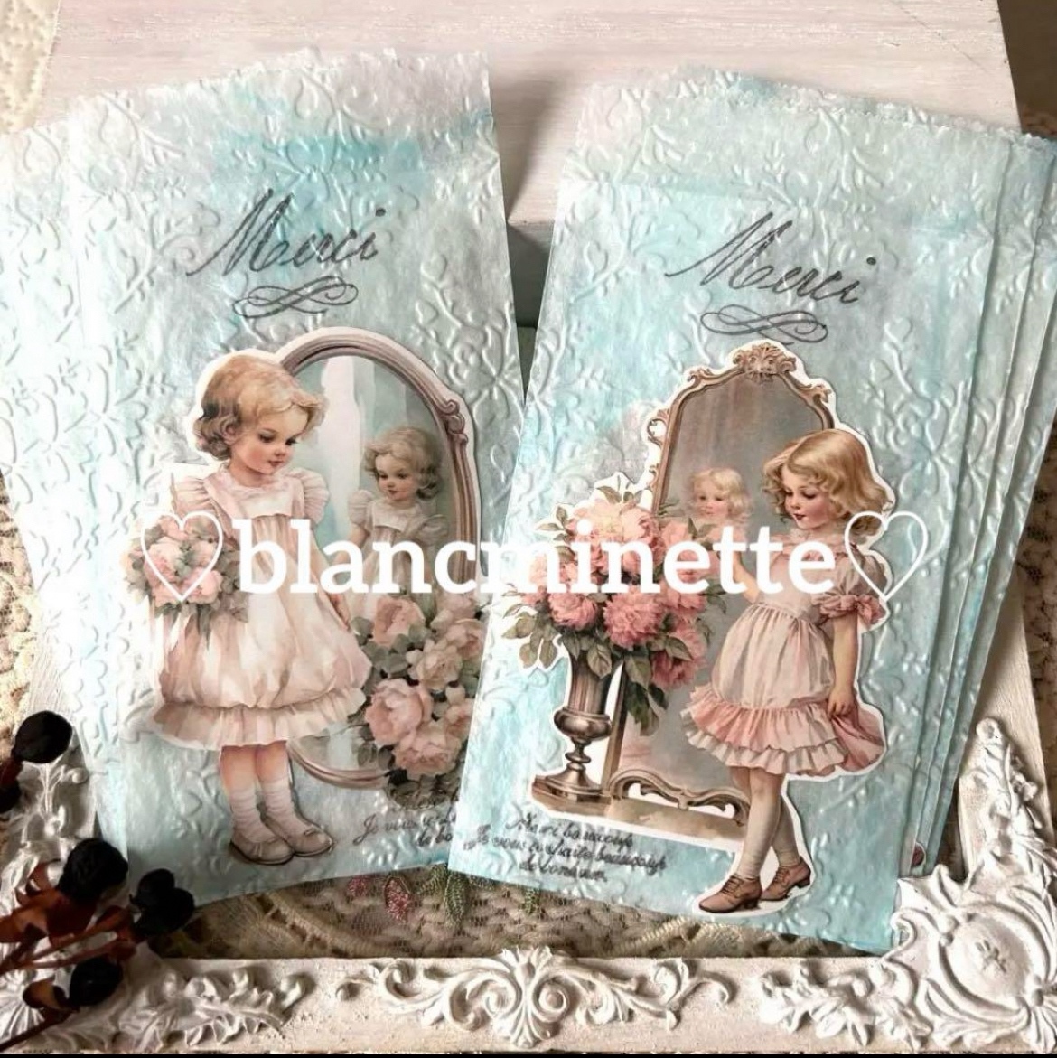 アンティーク少女のコラージュB♡カラースタンプ〜グラシン封筒