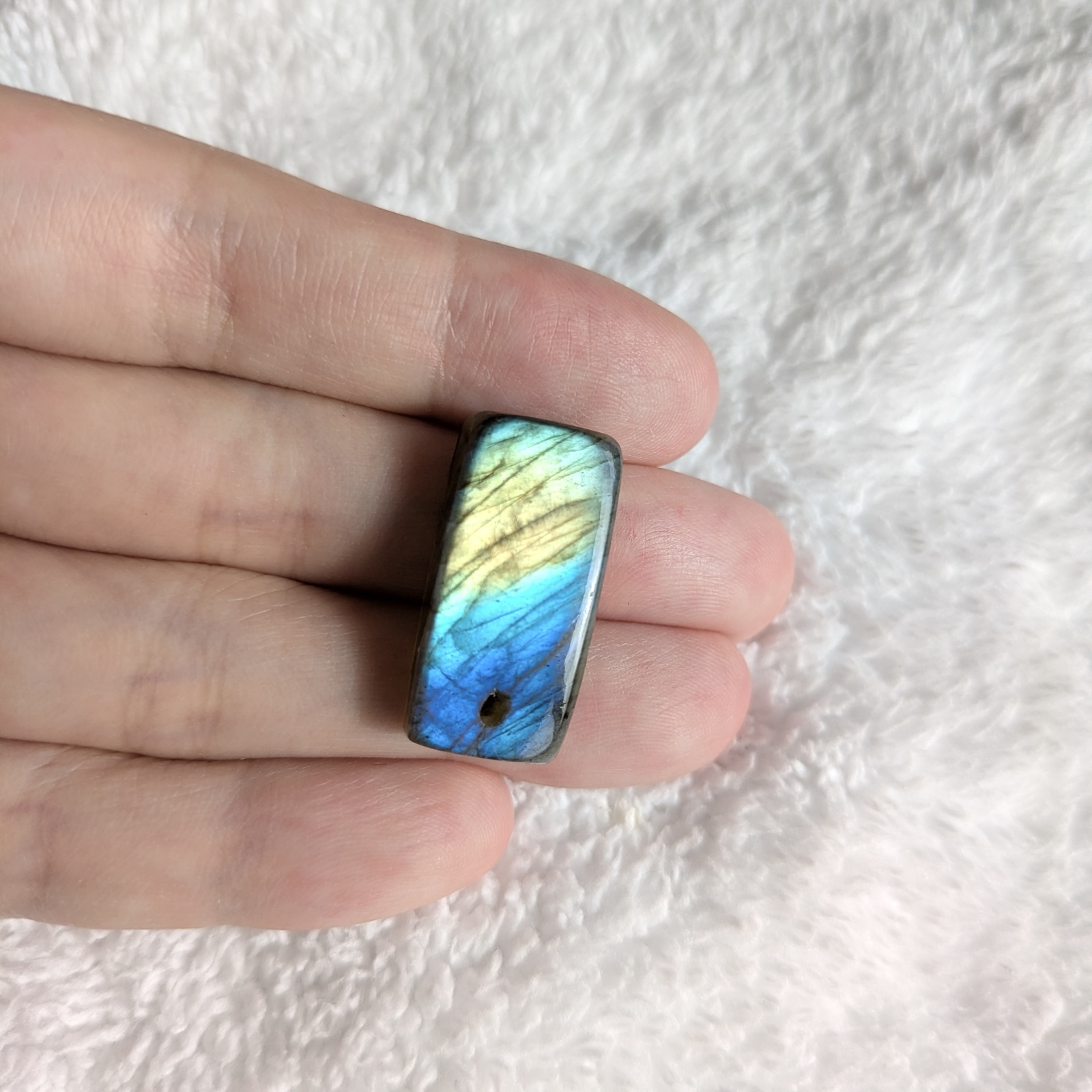 穴あき ラブラドライト カボション ルース レクタングル型 天然石