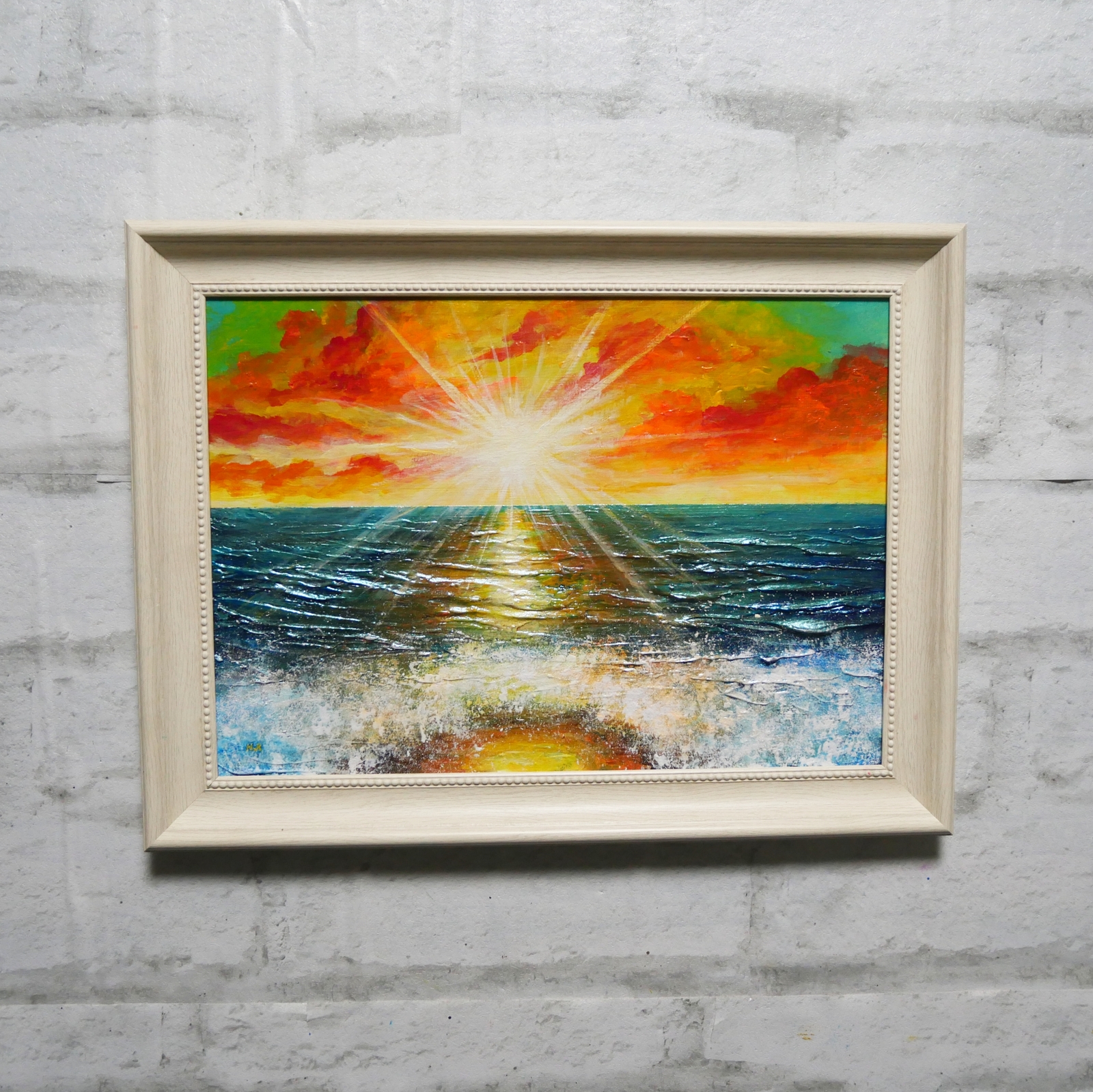 油絵 油彩 油彩画 絵 絵画 絵【癒しの朝焼けの海】 - HR | minne