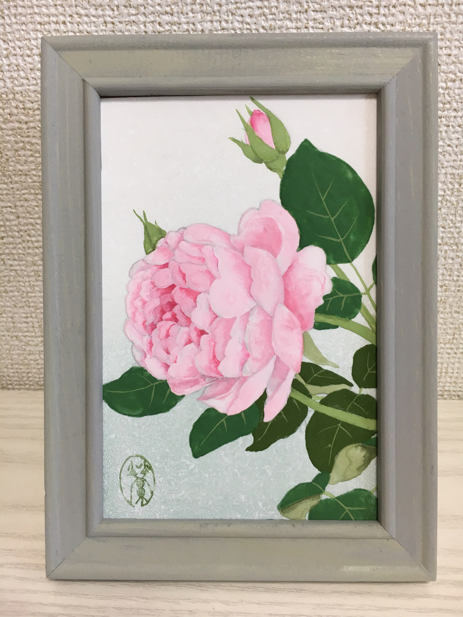 岩絵の具で描いた日本画 薔薇 岩絵の具で描いた日本画 薔薇