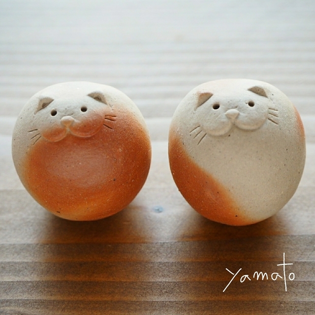 備前焼落雁窯古備前白備前猫置物MR7152