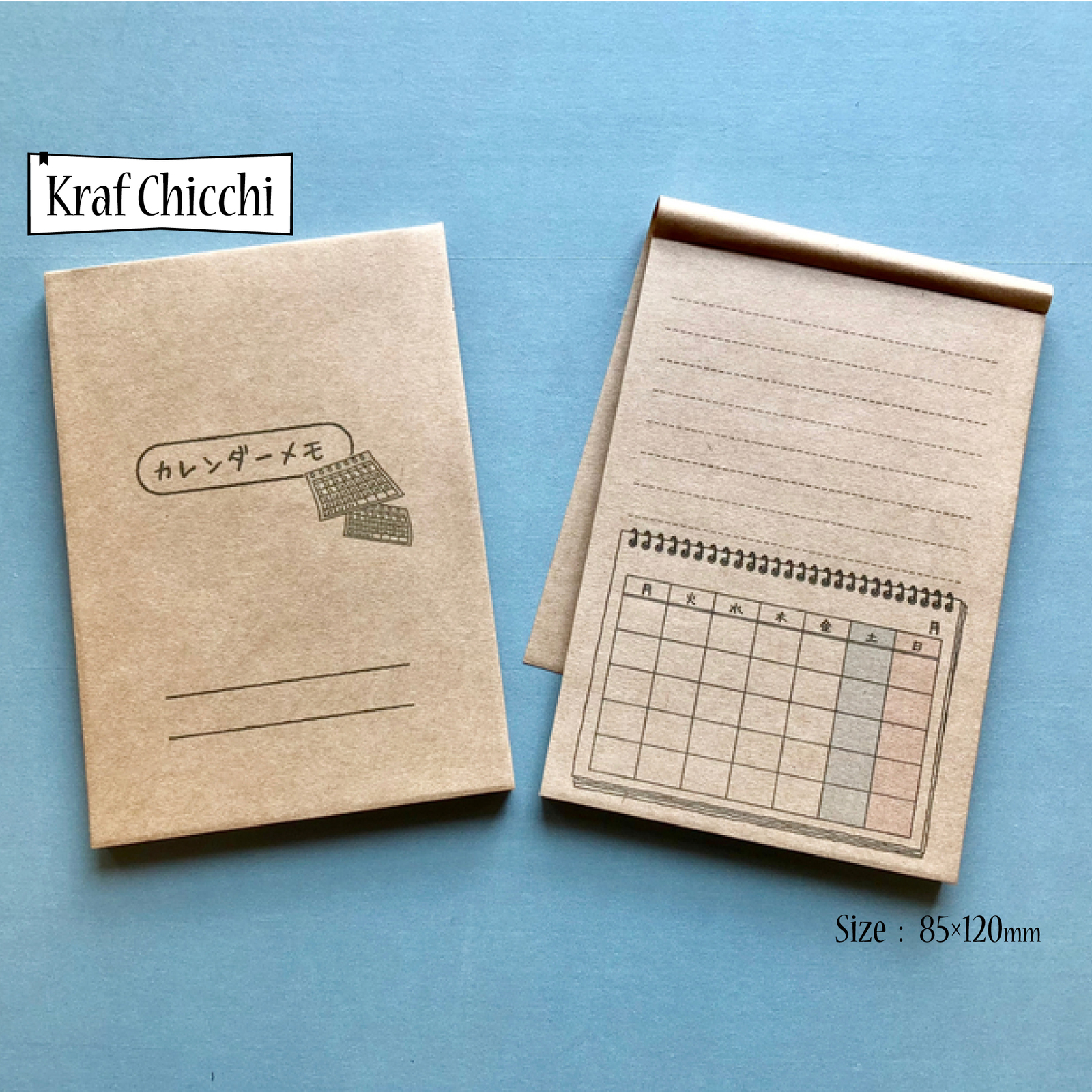 カレンダー枠付きメモ帳【日曜はじまり】kraft - Kraf Chicchi | minne