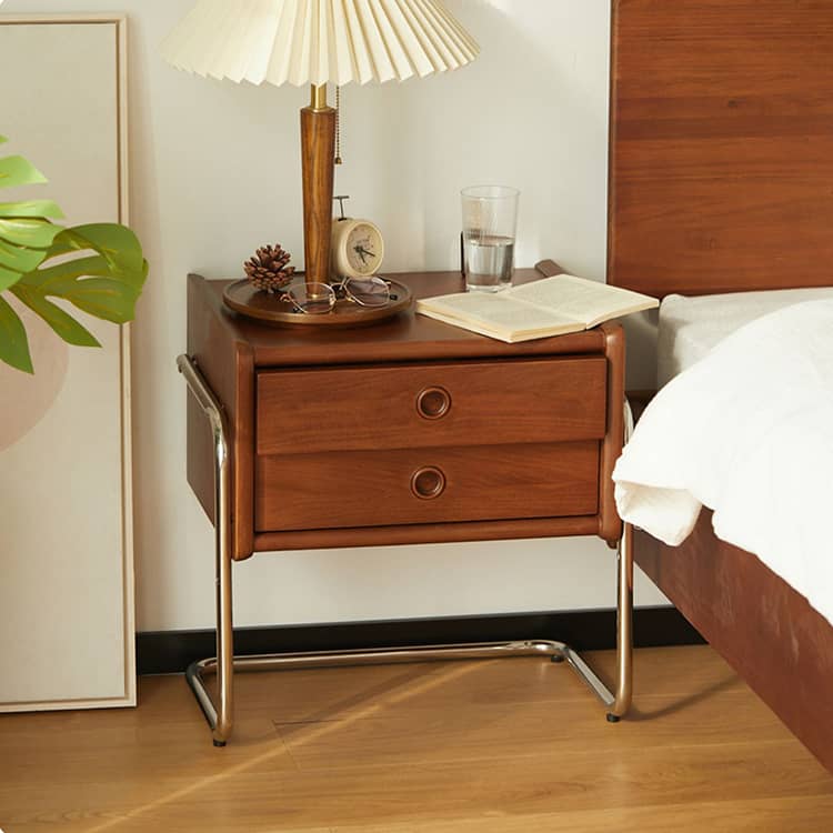 ヴィンテージ風サイドテーブル - 木目調、多用途、引き出し付き