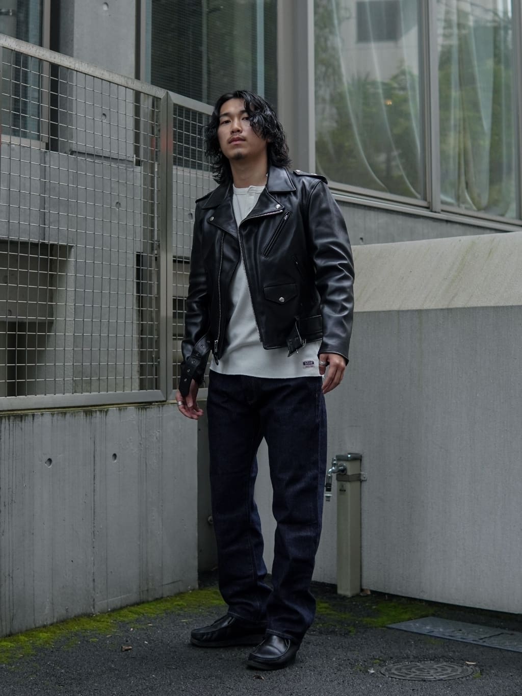 Schott 黒 レザー シングルライダースジャケット トップ Schott
