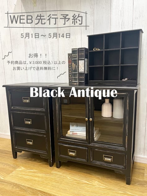 Salut! サリュ アンティーク ガラスキャビネット ブラック 黒 ゴシック