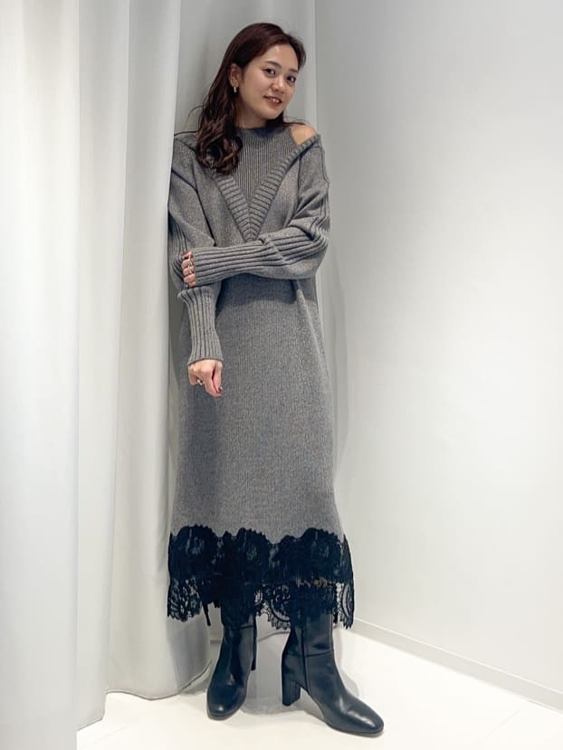 GRACE CONTINENTAL レイヤードレースタイトワンピース レイヤード