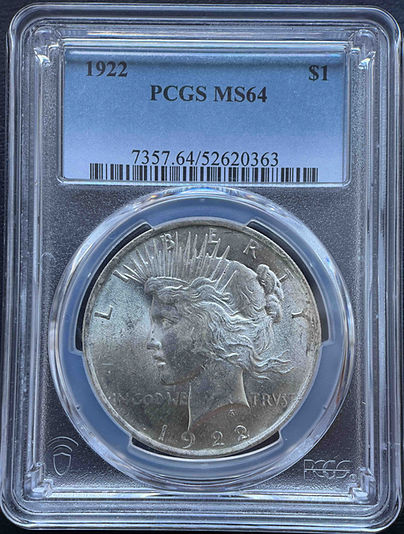 1922 年 アメリカ ピースダラー 銀貨 PCGS認定 MS64 | GoldSilverJapan