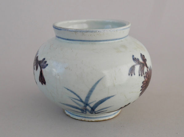 李朝 磁器 骨董品 朝鮮美術 陶磁器 | 李朝白磁染付辰砂枝