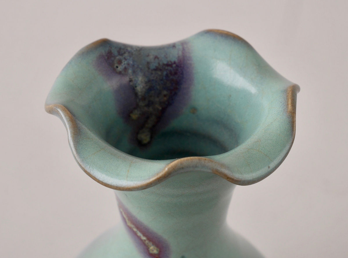 中国古美術中国古陶磁器古玩鈞窯汝窯青天釉双魚耳大瓶花入オブジェ