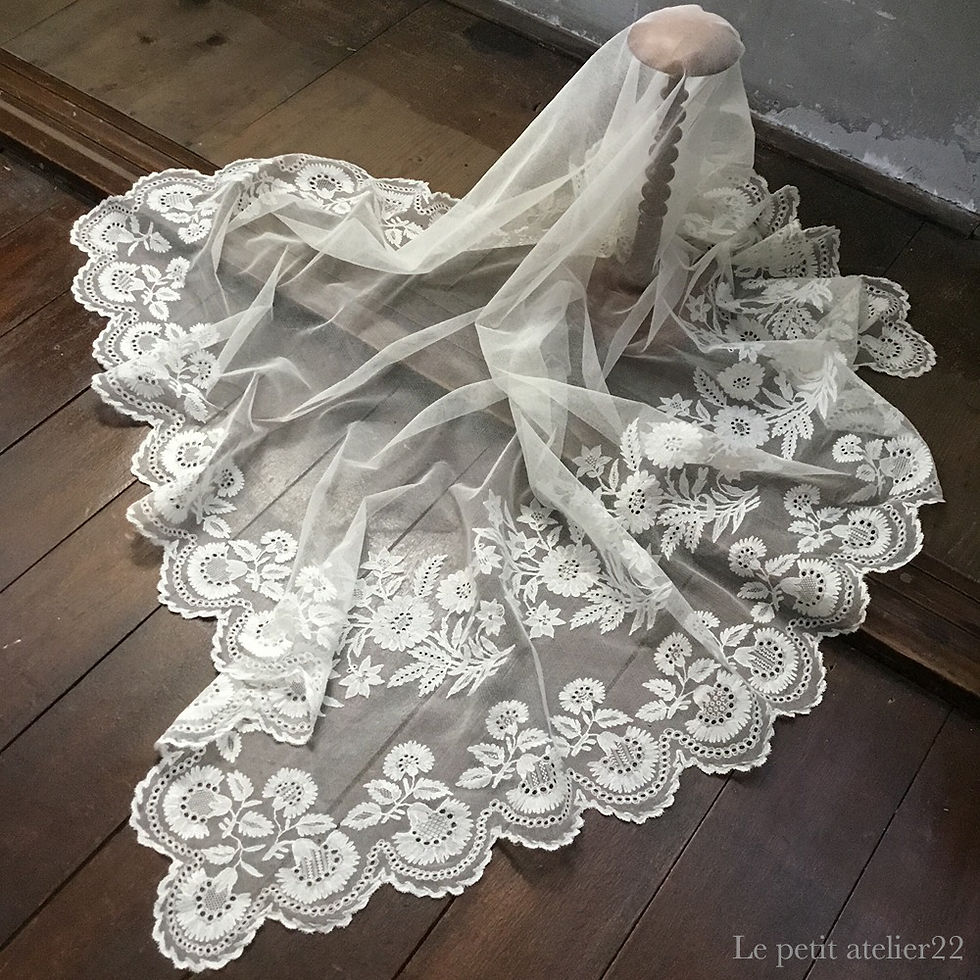 フランスアンティークチュールヴェール・ワックスフラワー花冠・布花