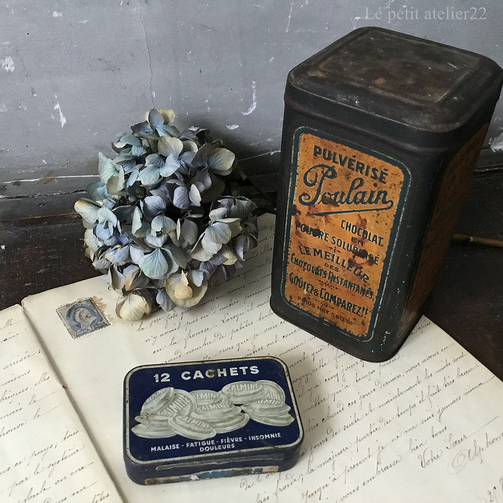 フランス アンティーク tin缶キャニスター ドット 注文 アンティーク