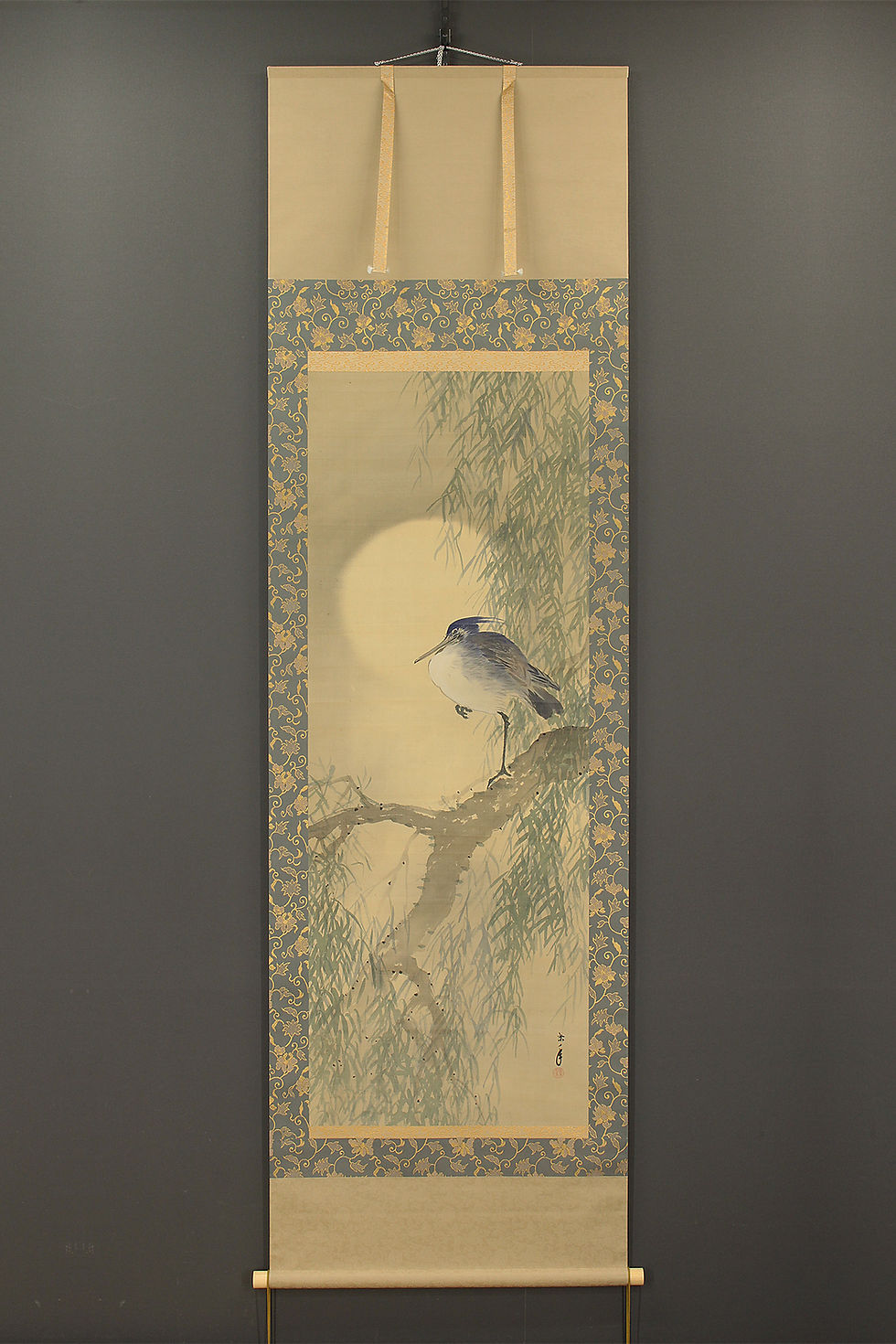 牡丹図】栗山北洋 2694 共箱 掛け軸 肉筆 ボタン 池上秀畝門 牡丹図