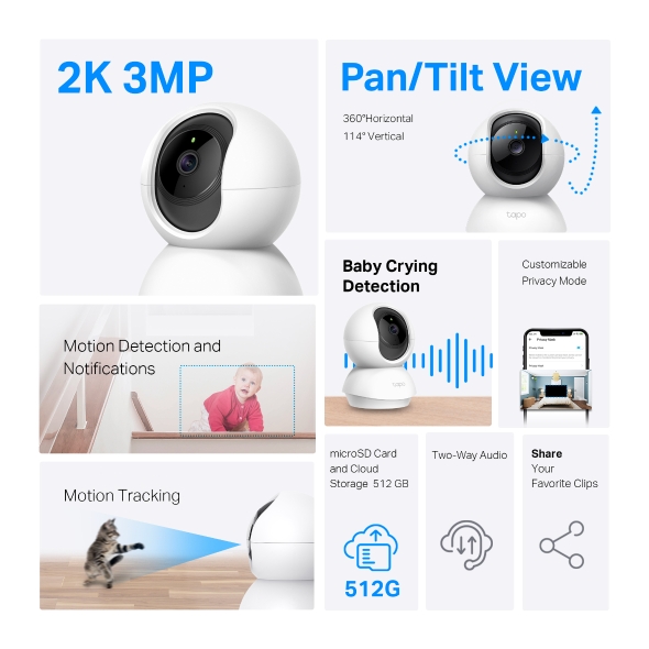 Tapo C210P2 | Pan/Tilt Home Security Wi-Fi Camera | TP-Link