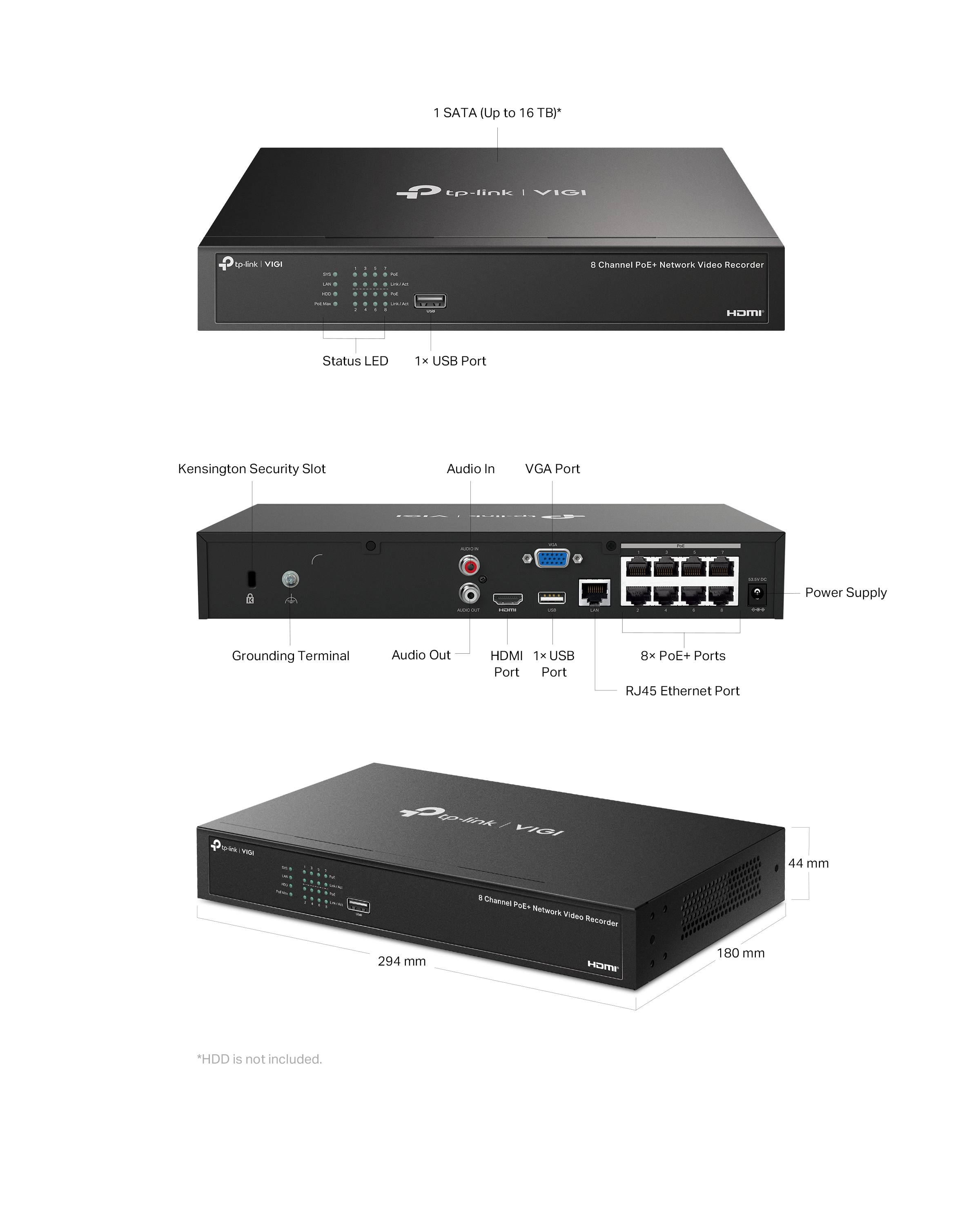 VIGI NVR1008H-8P | VIGI 8チャンネル PoE+ ネットワークビデオ