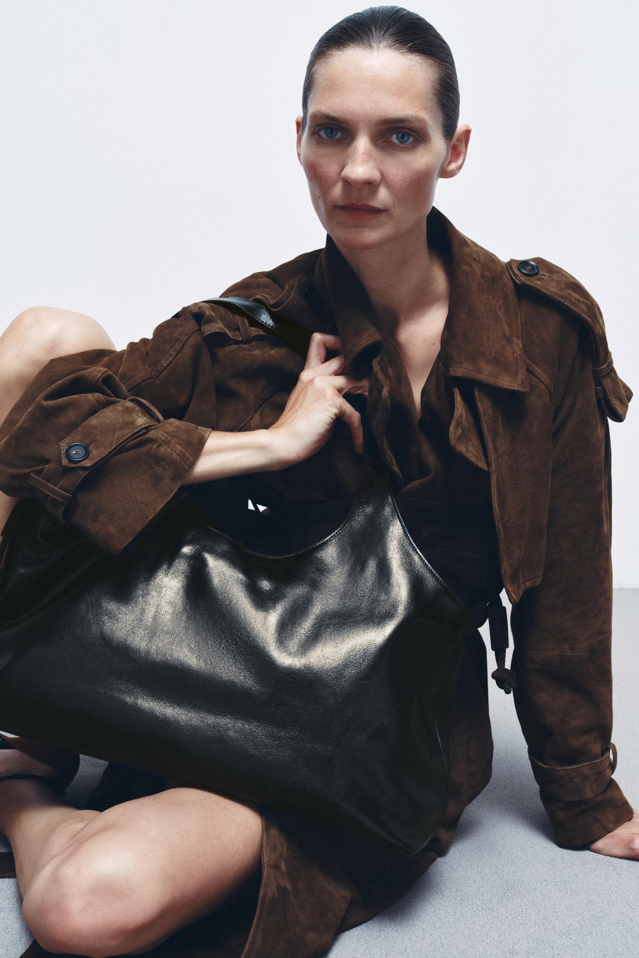 LIMITED EDITION LEATHER MAXI SHOPPER - Chocolate | ZARA United States