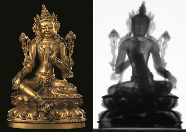 古董，中國古佛像，古銅製，光背裹に銘文が有リます，重約1100克