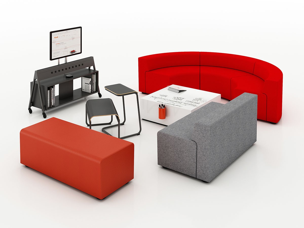 Knoll ノール トボガン プルアップテーブル メラミン天板レッド赤