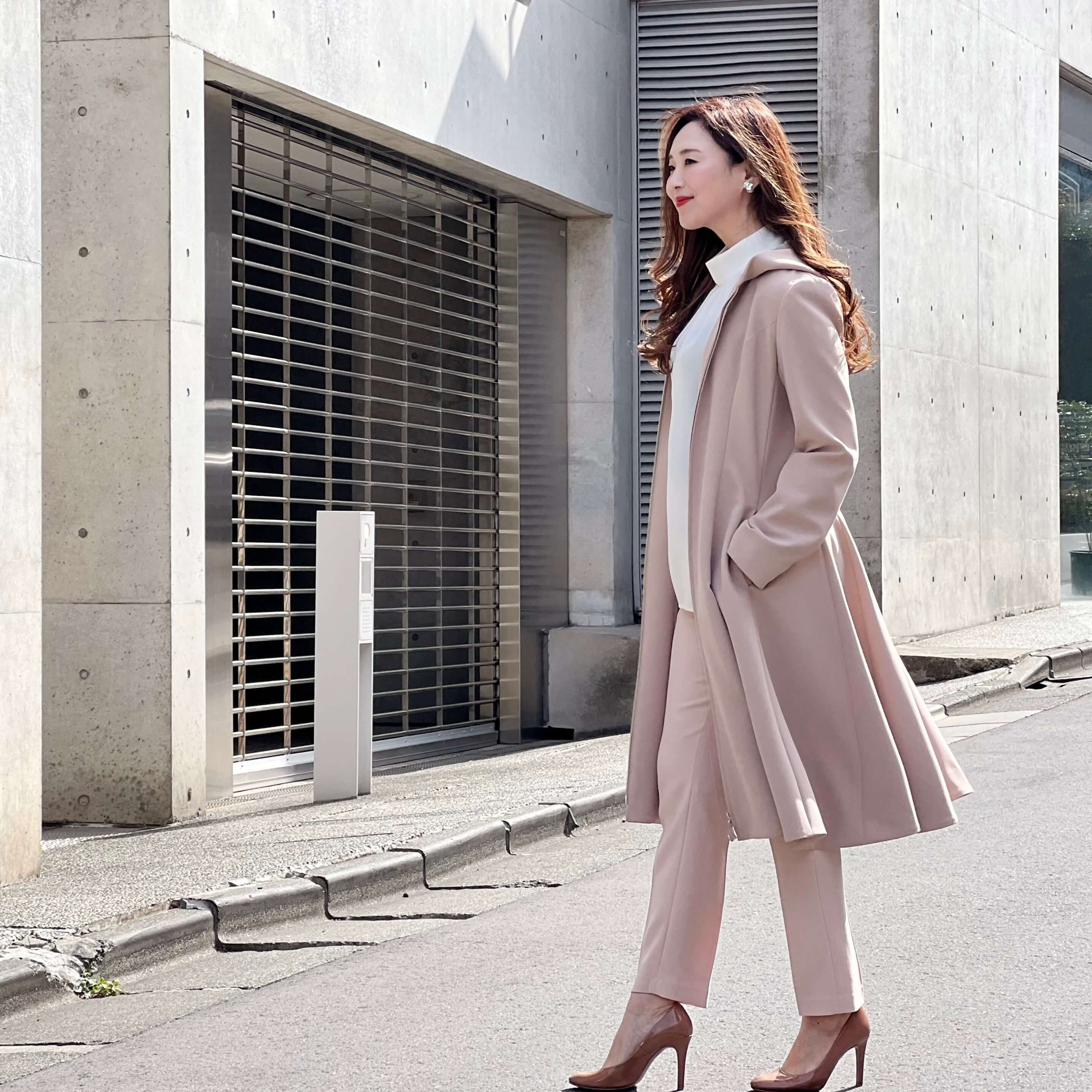 Aveniretoile アベニールエトワール フレアノーカラーコート ピンク