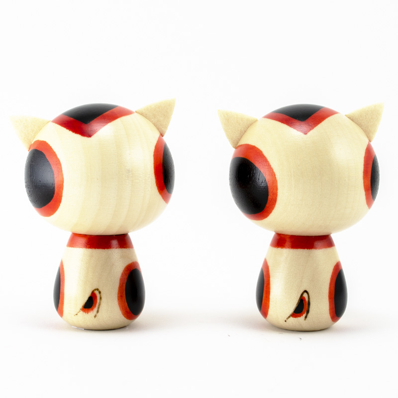 卯三郎の孫 創作こけし こけし 招き猫くん・ちゃん 約7.5cm 【クラフト