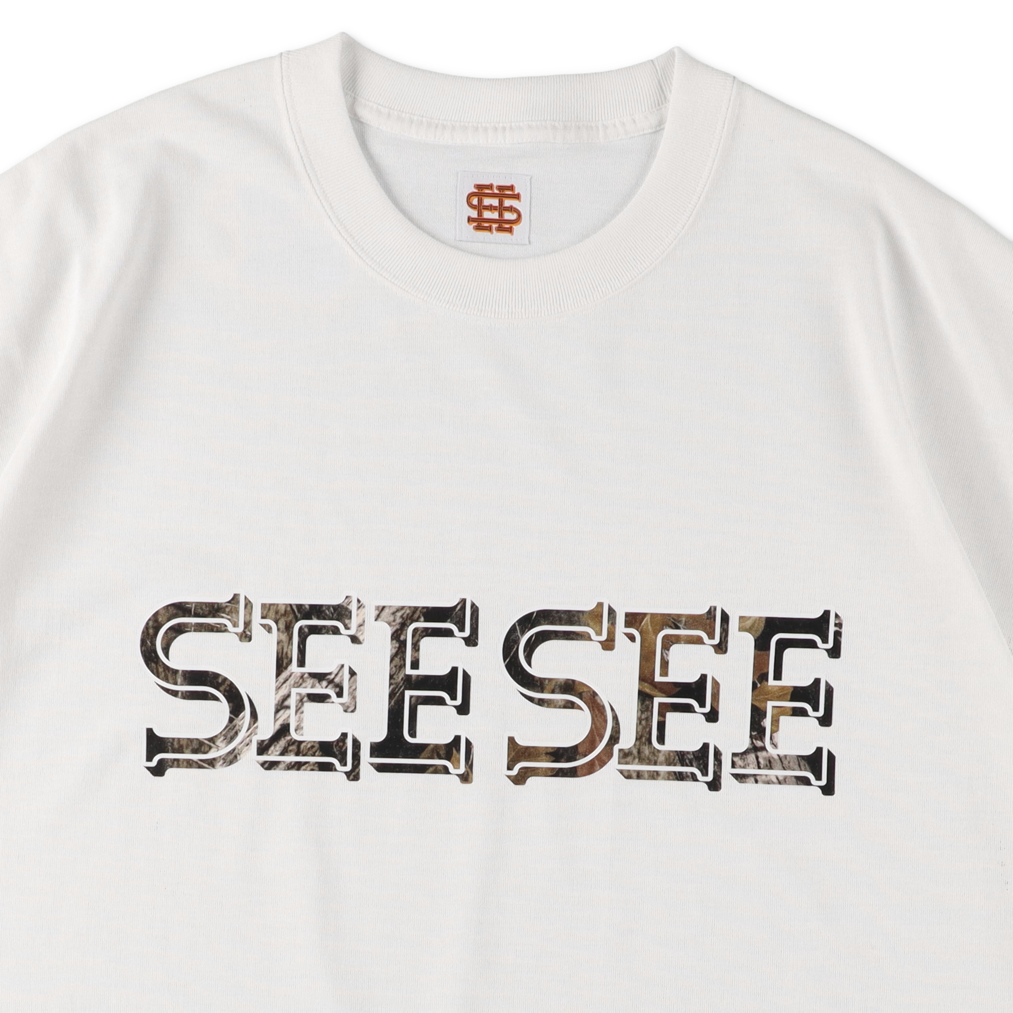 2-1】SEE SEE SUPER BIG FLAT TECH TEE TREE CAMO LOGO【WHITE
