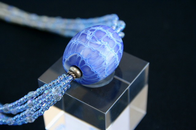 吉田正子トンボ玉（貳拾伍） 「江戸組み紐」ネックレス ガラス玉に込め