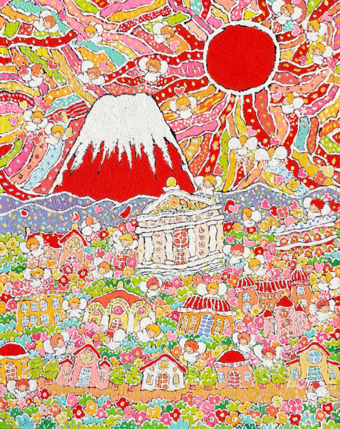 3月, 2025 - 太陽と富士山と天使のしあわせの絵画