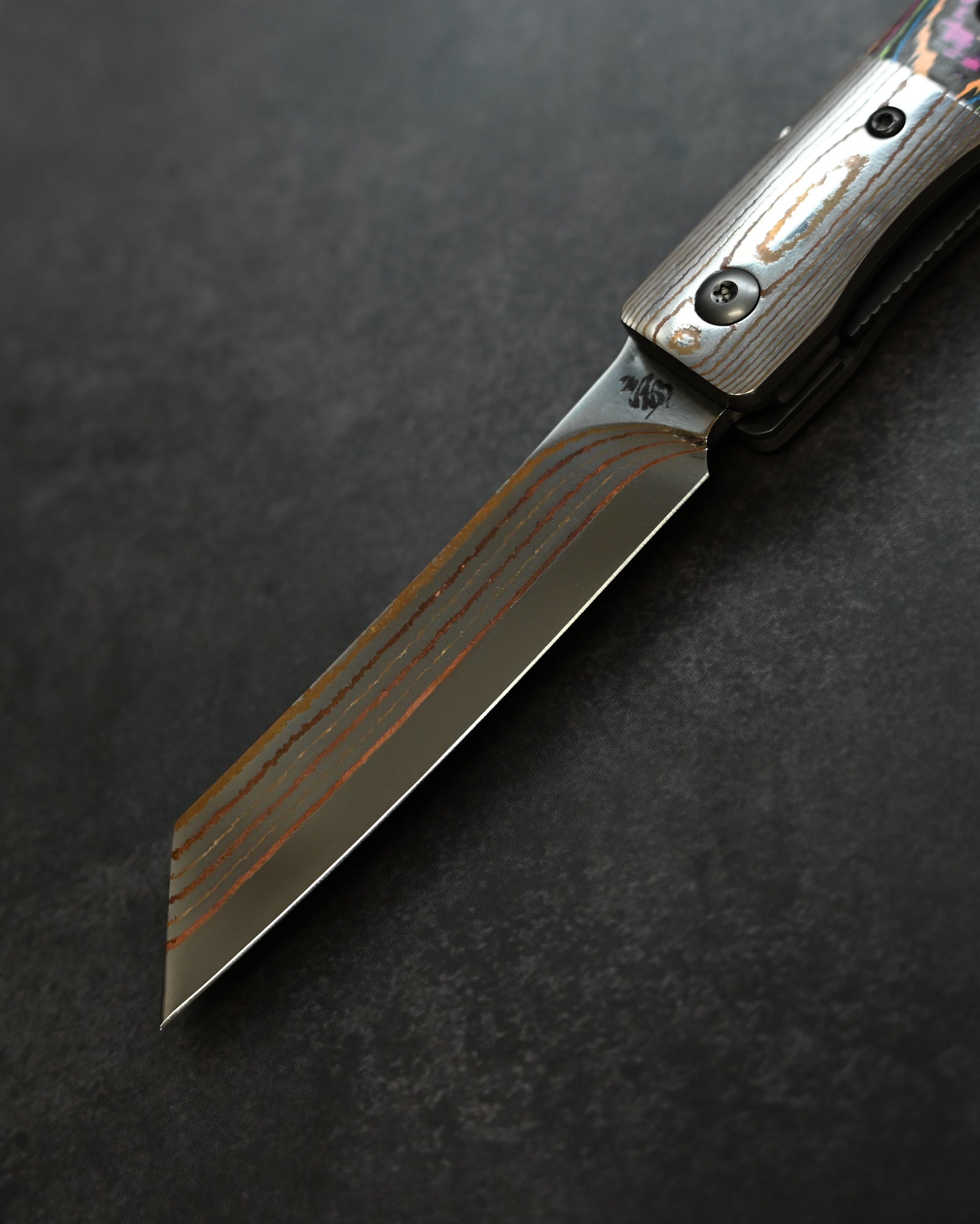 Haoworks Design Eirou (Shadow Wolf) SG2 Mokume Damascus Folding