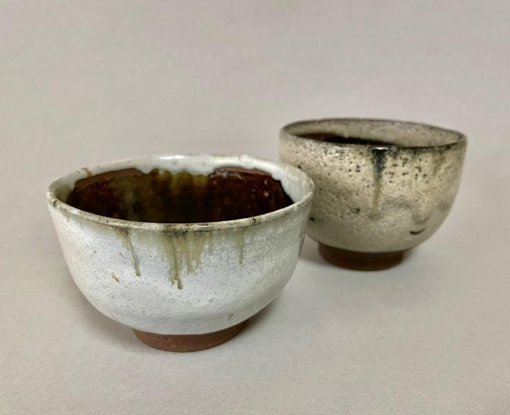 矢野直人作 拙蔵古唐津写たこ焼き碗1客(朝鮮唐津)＋陶片煎餅3枚