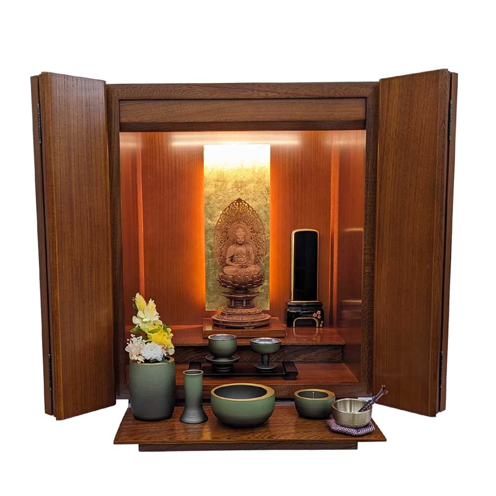 国産 モダン仏壇 上置き15号 欅材 無垢 No817076 – 東京上野・浅草