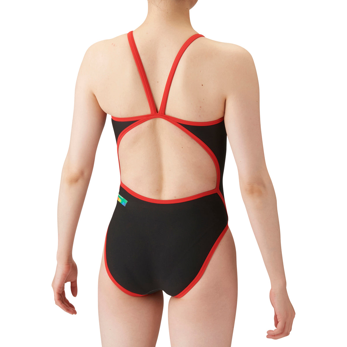 asics 競泳水着 レッド/ブラック ストライプ asics 競泳水着 レッド