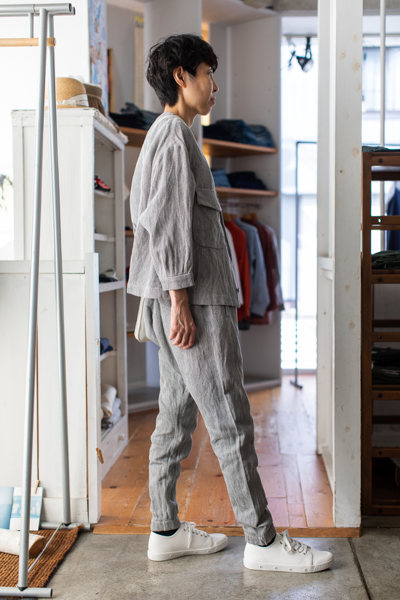 ゴーシュ リネンコットンカルゼ テーパードパンツ - SUSCON + RUSTIC