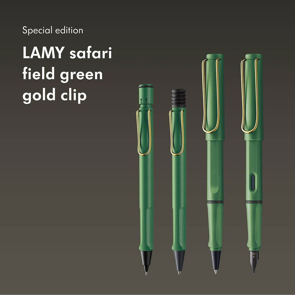 人気のサファリにグリーンでクリップがゴールドの数量限定「LAMY