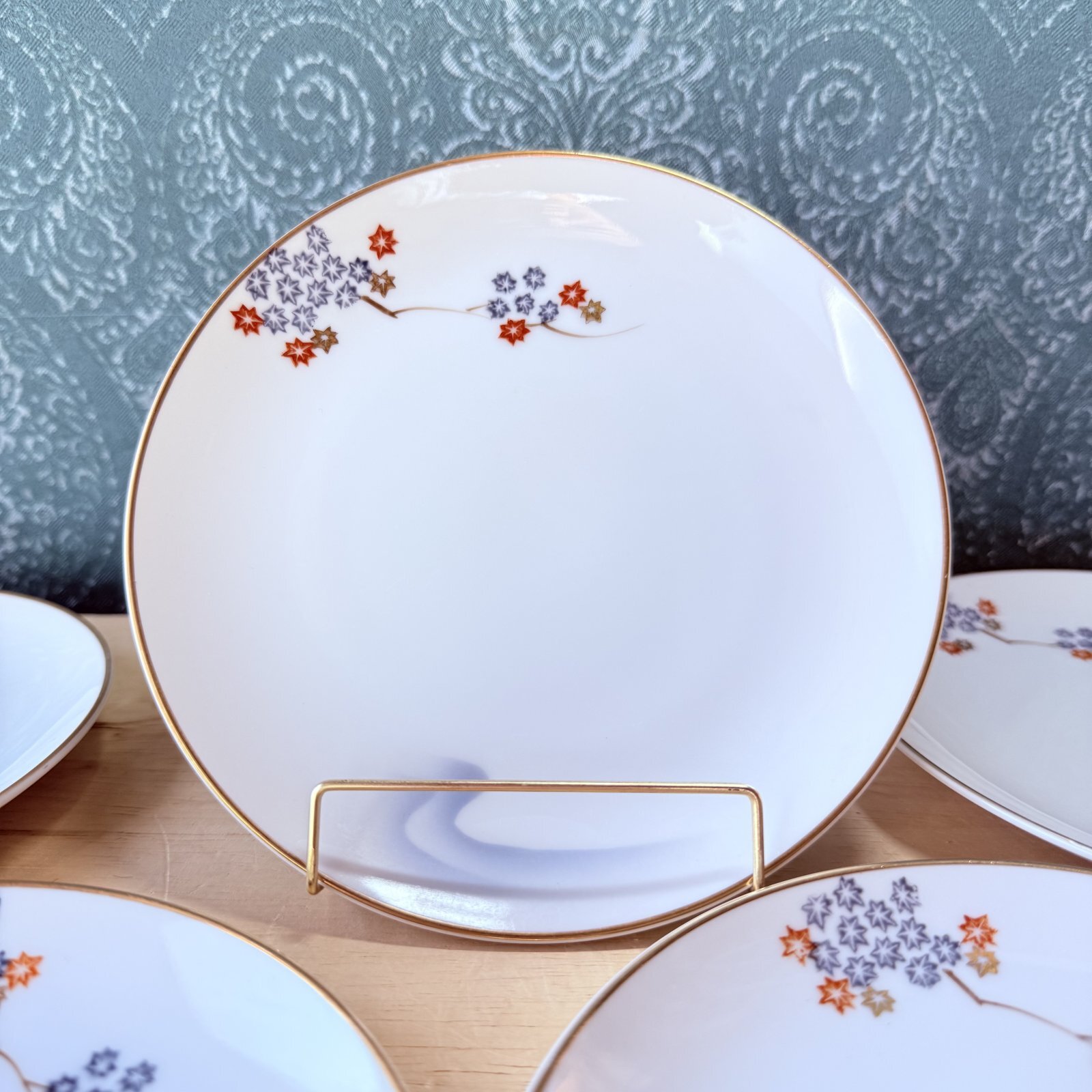 深川製磁 紅葉と川 16cm皿5枚組