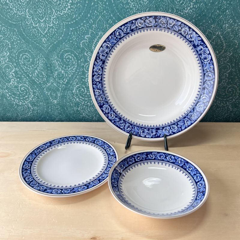 TOYO TOKI ばら 東洋陶器 青の薔薇柄プレート アンティーク皿 3種 S103