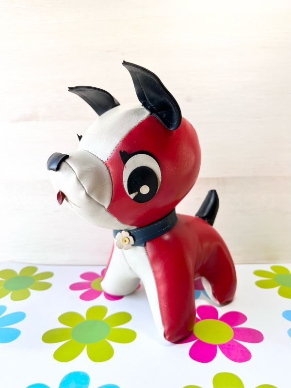 vintageワンちゃん♪ おがくず人形 赤い犬 ぬいぐるみ MC35