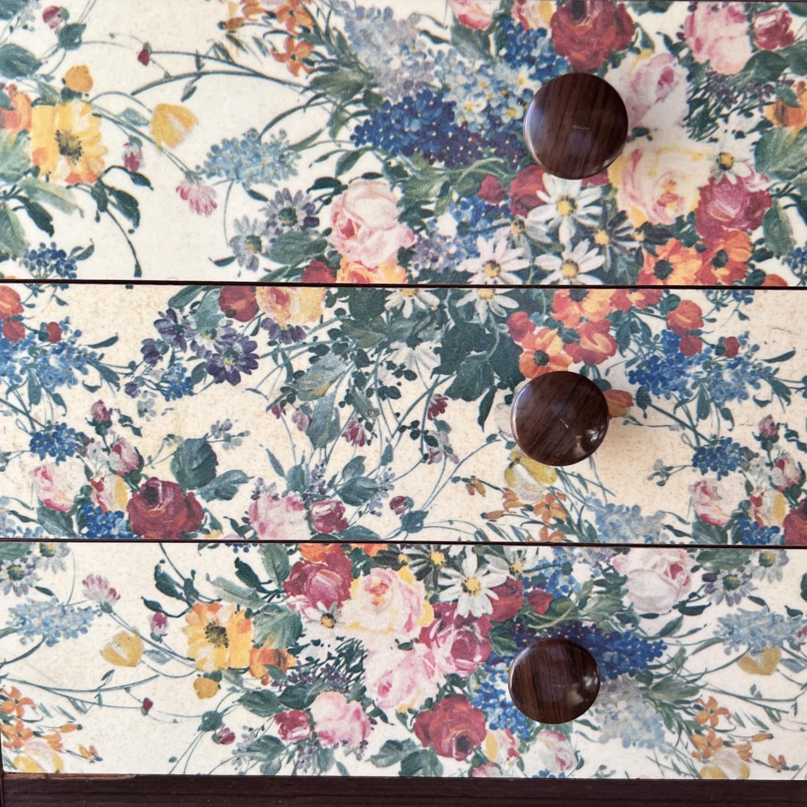 昭和レトロな花柄小引き出し 5段ミニチェスト vintage