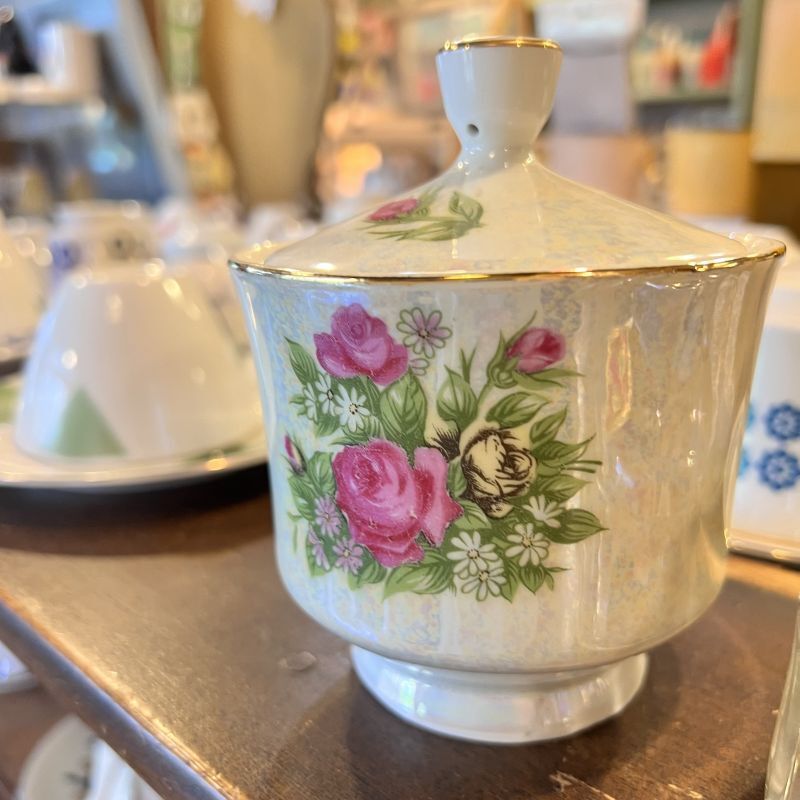 希少 南フランス アンティーク シュガーポット 女性フィギュア付き