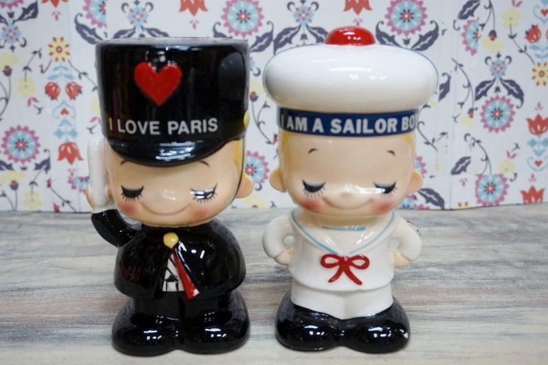 激レア 昭和レトロ 内藤ルネ 陶器 貯金箱 イギリス兵隊 衛兵