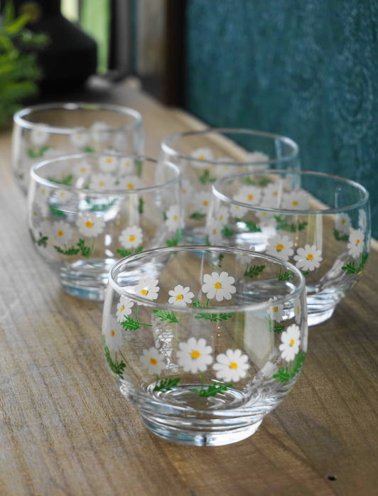 緑と金色の花柄ガラスグラスセット 緑と金色の花柄ガラスグラスセット