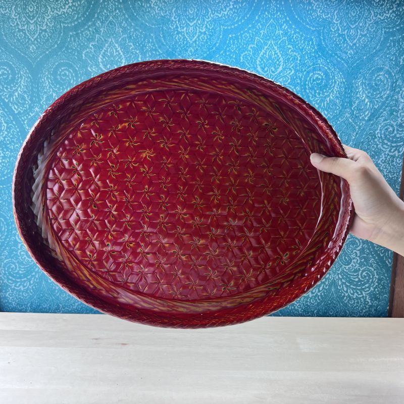 久留米 楕円形お盆 籃胎漆器