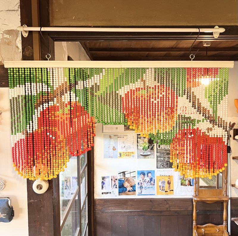 昭和レトロ♪短め木製珠のれん 昭和レトロ 珠のれん 昭和レトロ 木製
