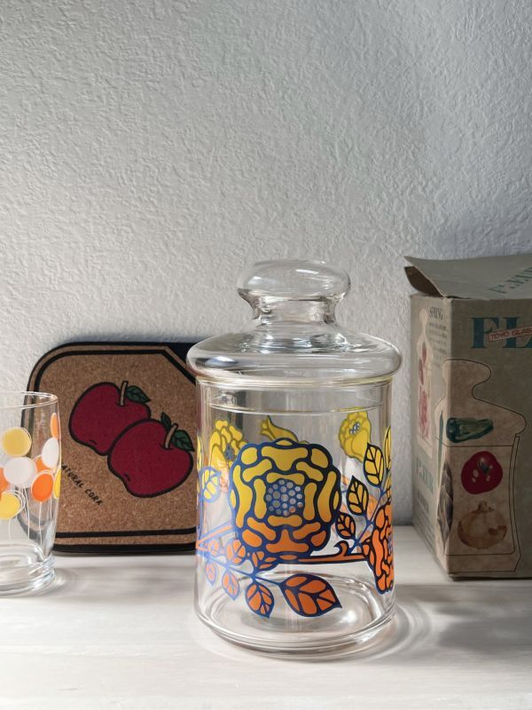 東洋ガラス FLEURガラスキャニスター キャンディポット 大 花柄 GC46