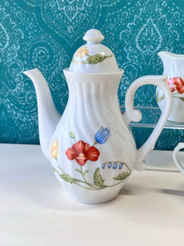 レトロ ティーポット ミルクピッチャー シュガーポットのセット 花柄 KF207